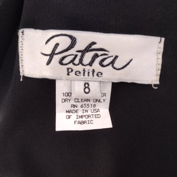 Vintage 1990s Patra Black Feather Cuff Cocktail Shift Dress Size 8P - Picture 11 of 12